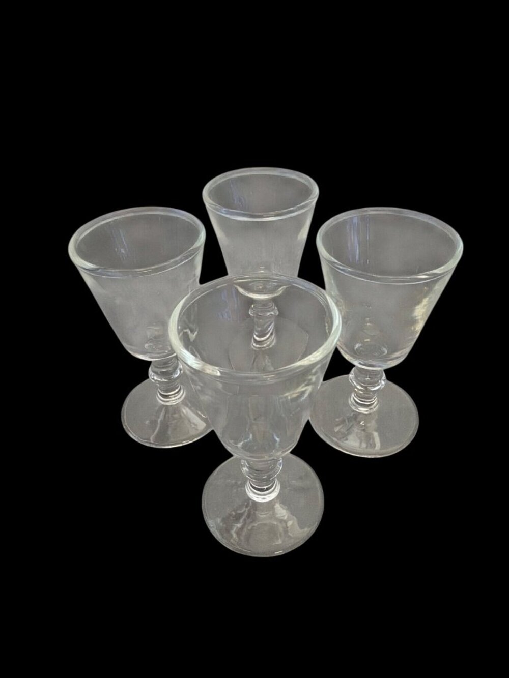 Georgian-style featuring conical bowls. Vintage Clear Glass Goblets Set of 4